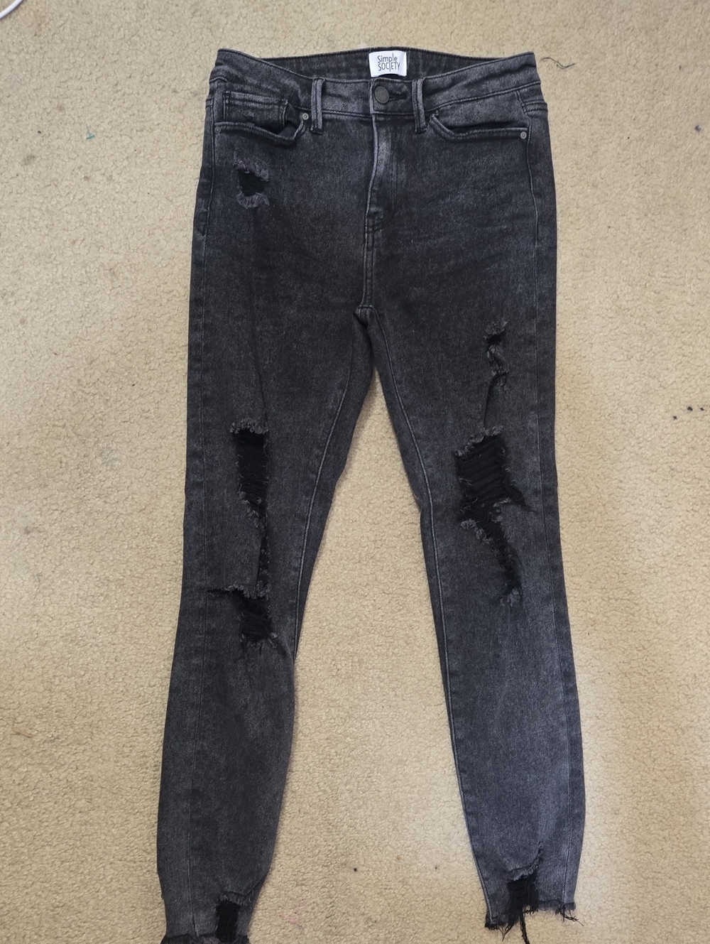 Distressed Black Acid-Wash Skinny Jeans Simply Society 27